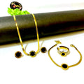 Black Circle Set with Zircon Ring 4in1 (Anti Tarnish)