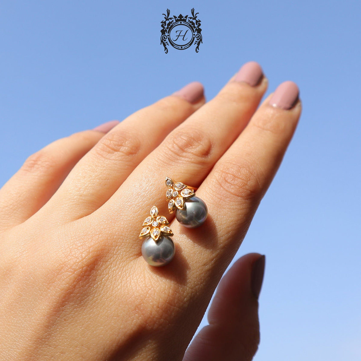 Custom Dripping Grey Pearls