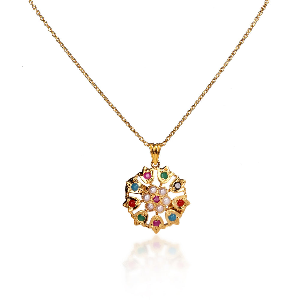 Custom Elegant Naurattan Pendant Set